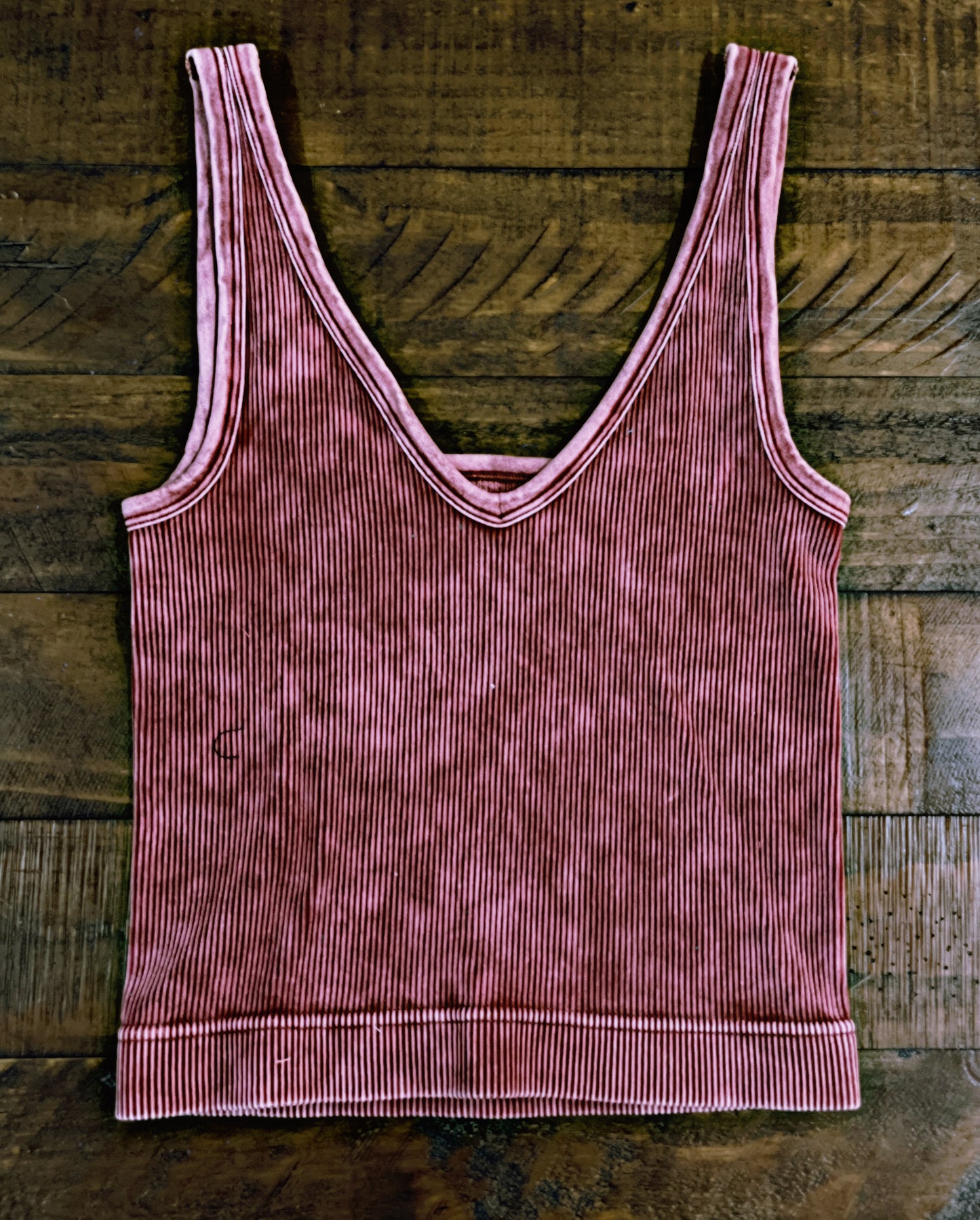 Dark Mauve Ribbed Crop