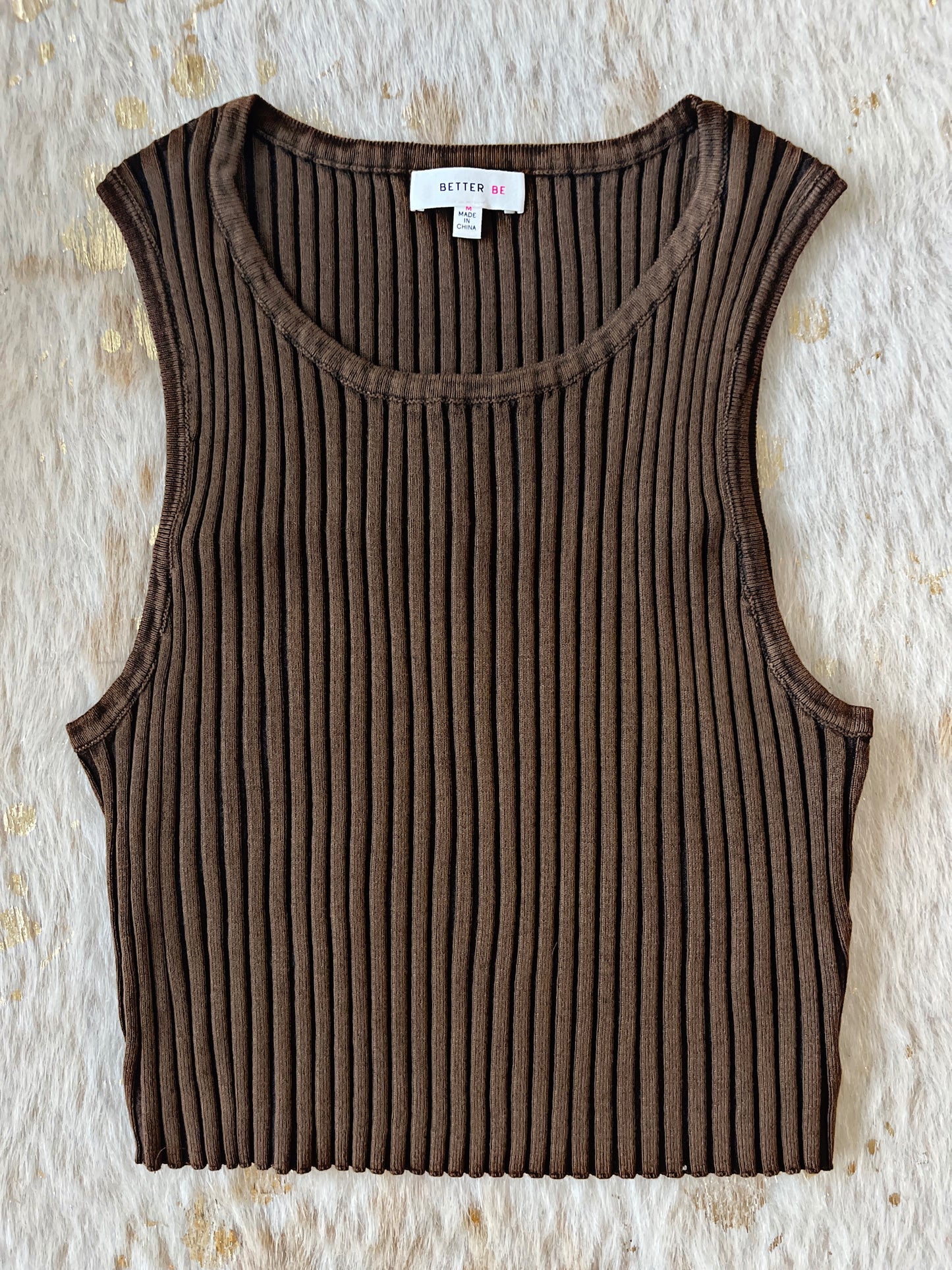 Chocolate Ribbed Mineral Wash Crop