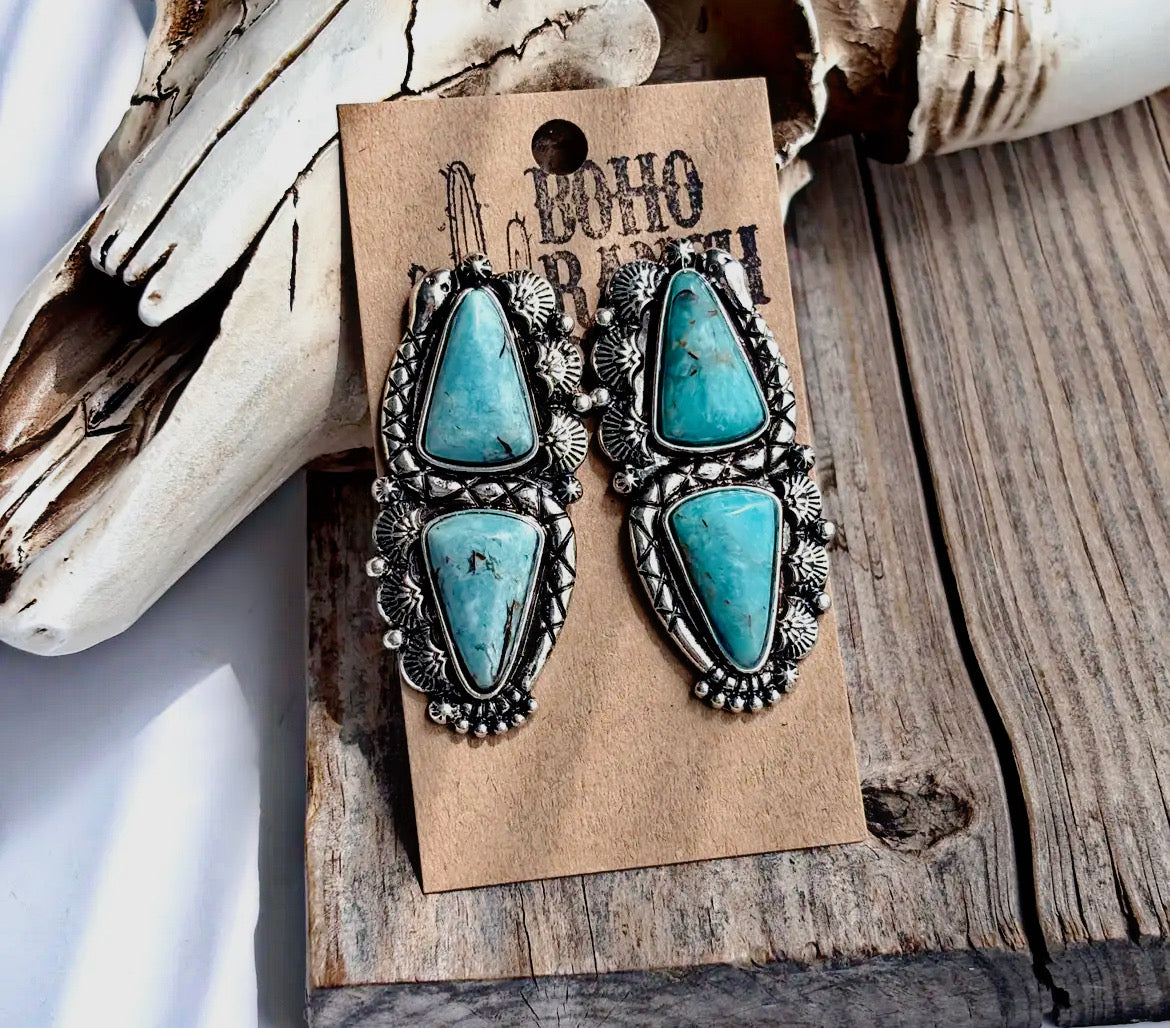 Western Snake Turquoise Earrings