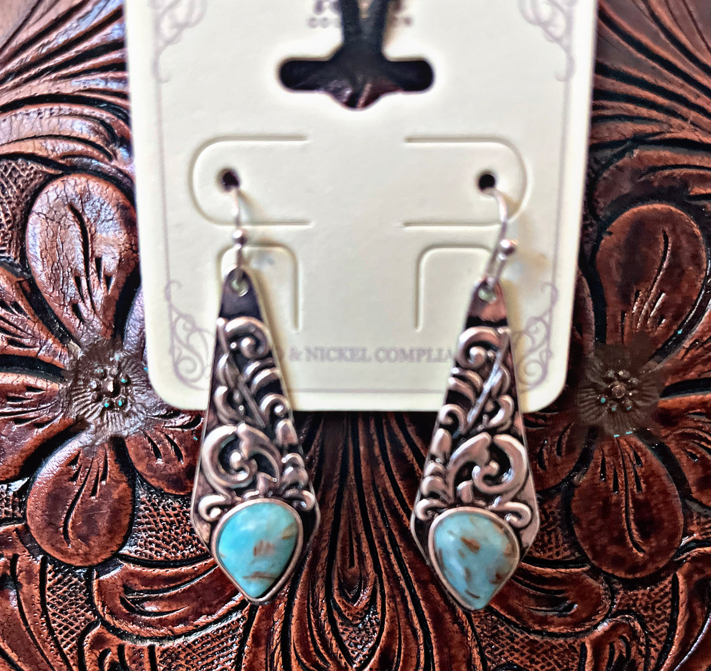 Silver/Turquoise Drop Earrings