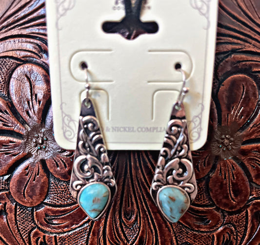 Silver/Turquoise Drop Earrings