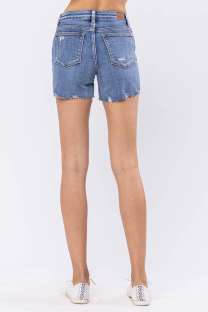 “Lacey” - Lace Patch/Distressed Shorts