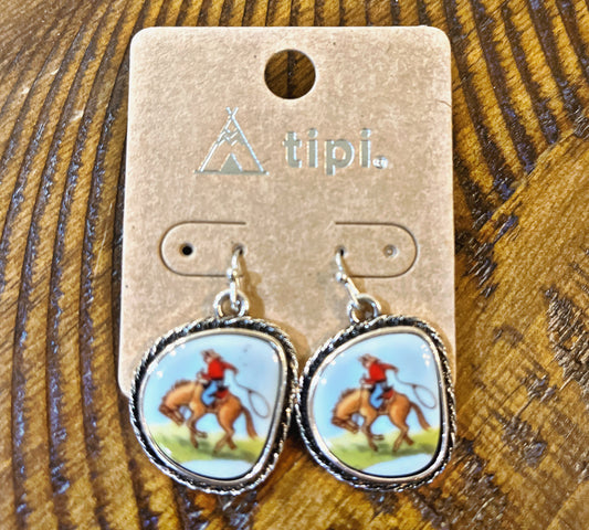 Light Blue Western Theme Earrings