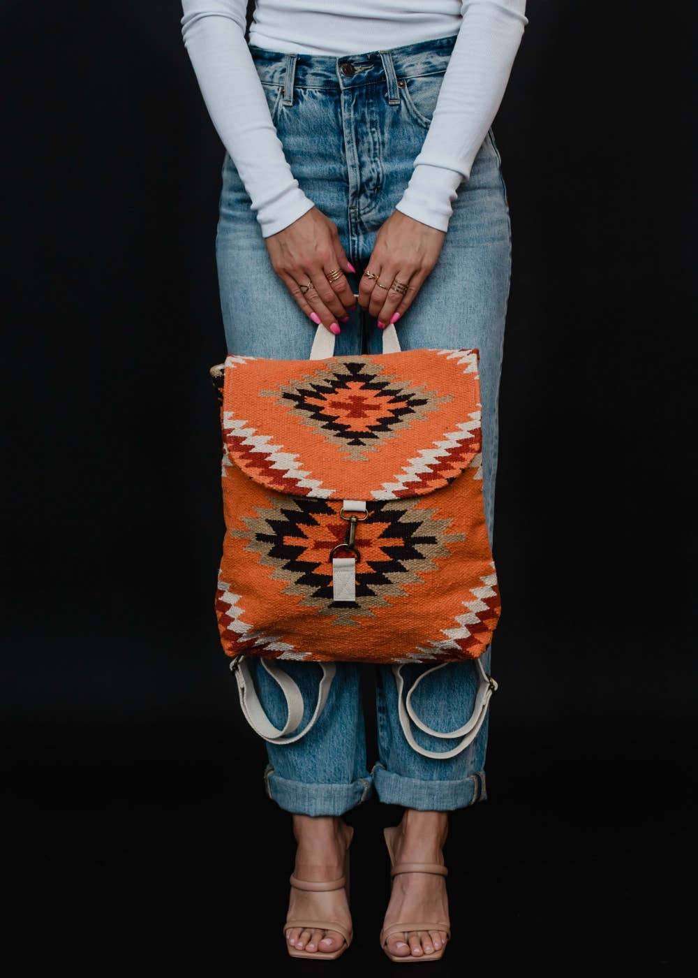 “Alabama” - Orange, White & Red Aztec Backpack
