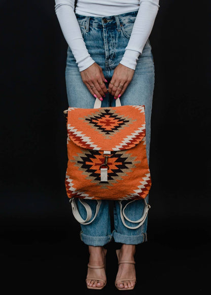 “Alabama” - Orange, White & Red Aztec Backpack