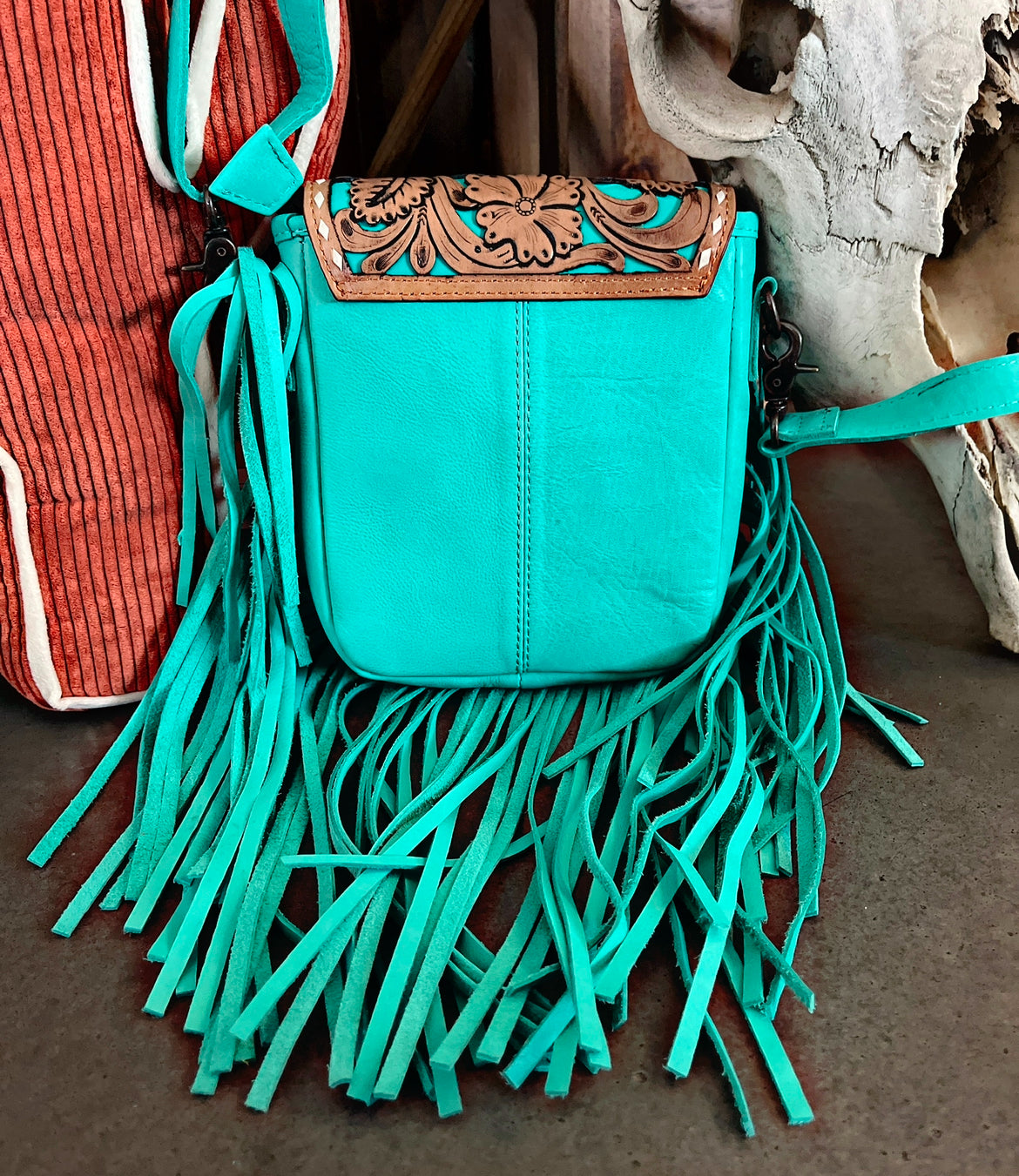 Real Leather Fringe Purse