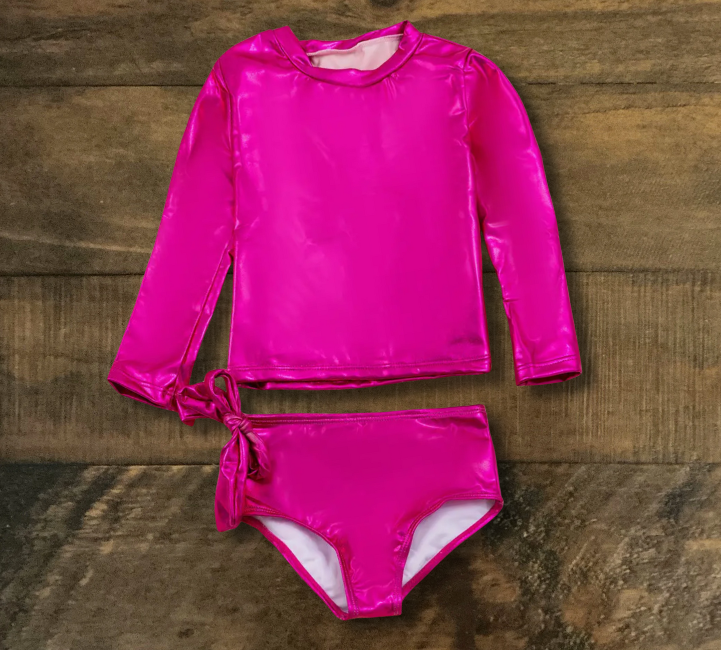Metallic Pink Swim Top and Bottoms