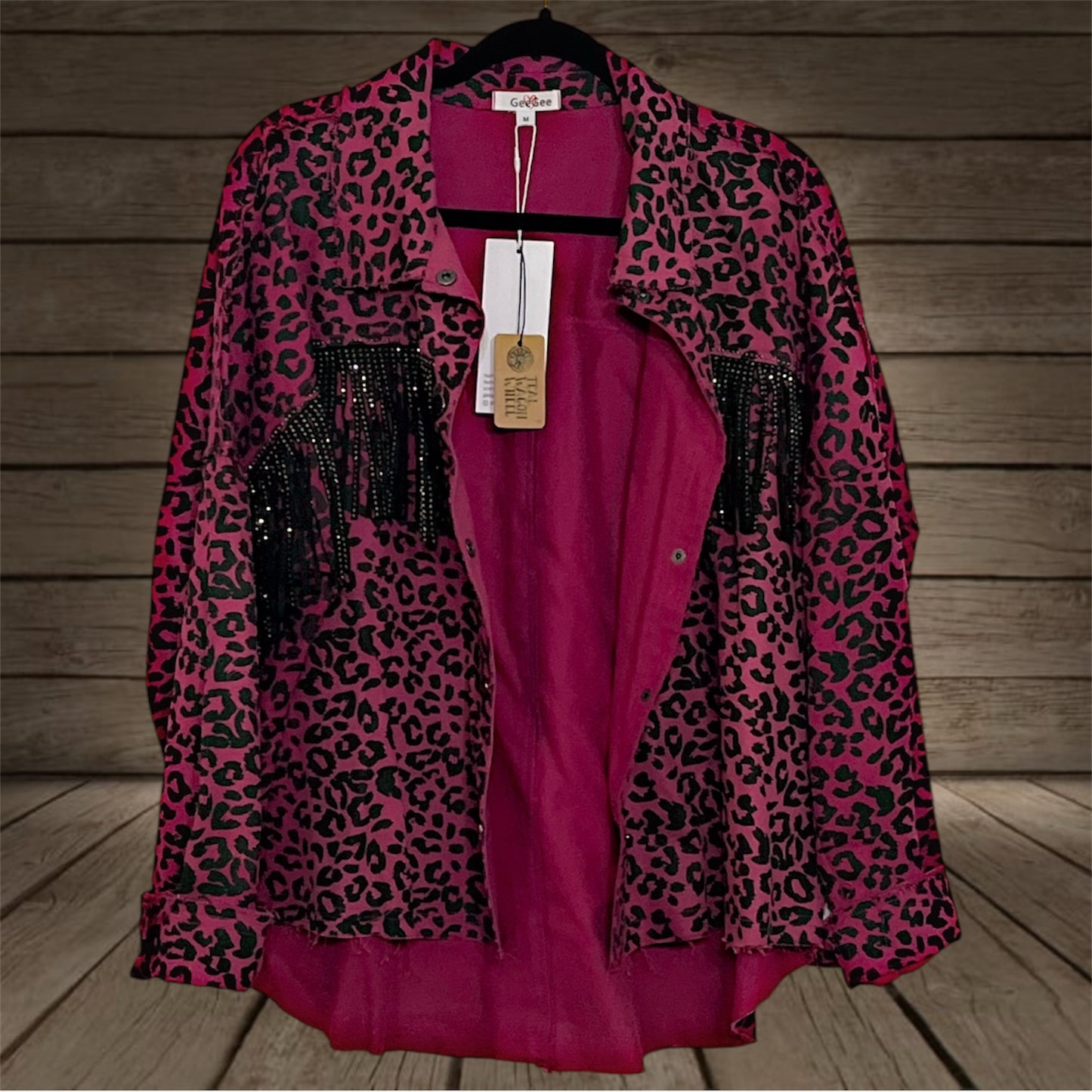 Pink Leopard Fringed Shacket