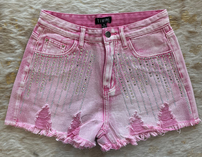 Pink Rhinestone Shorts