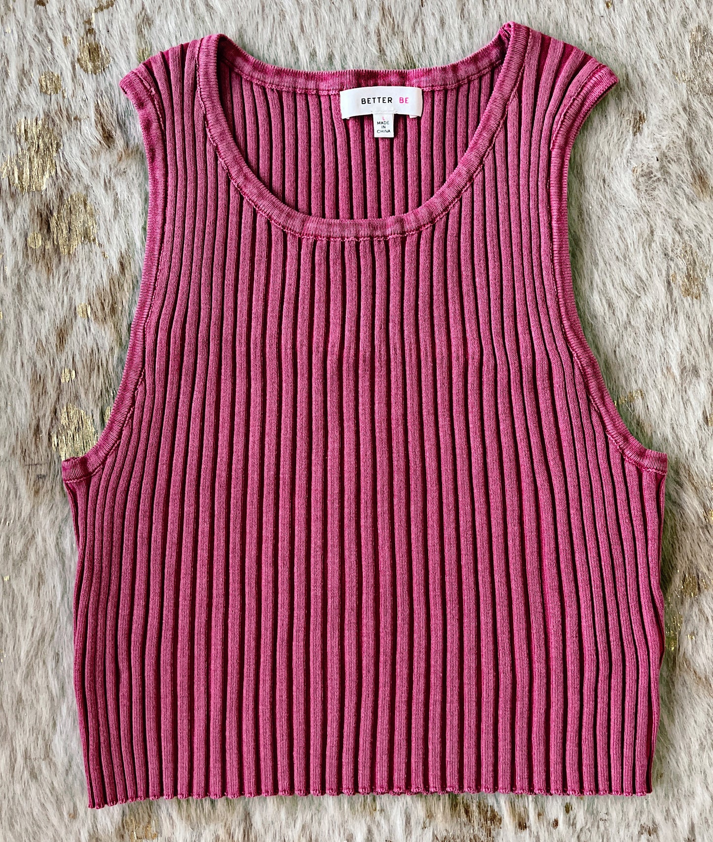 Pink Mineral Wash Ribbed Crop