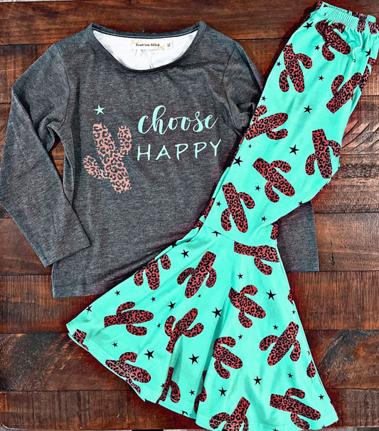 Choose Happy Long Sleeve Top with Matching Pants