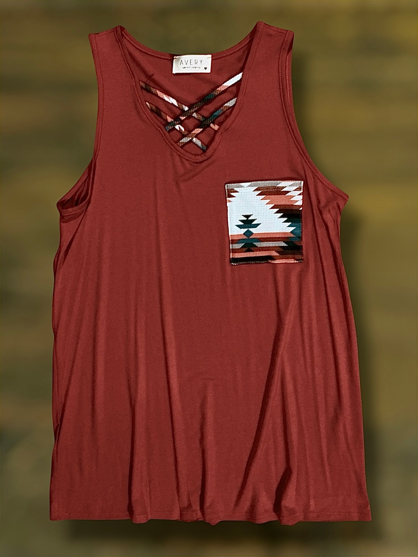 Rust and Aztec Print Tank Top