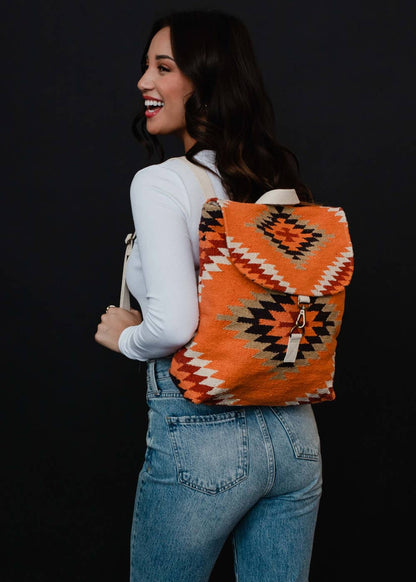 “Alabama” - Orange, White & Red Aztec Backpack
