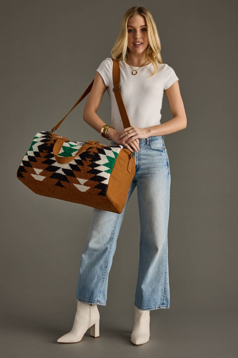 “Montana” - Brown, Black, Green & White Western Weekend Bag