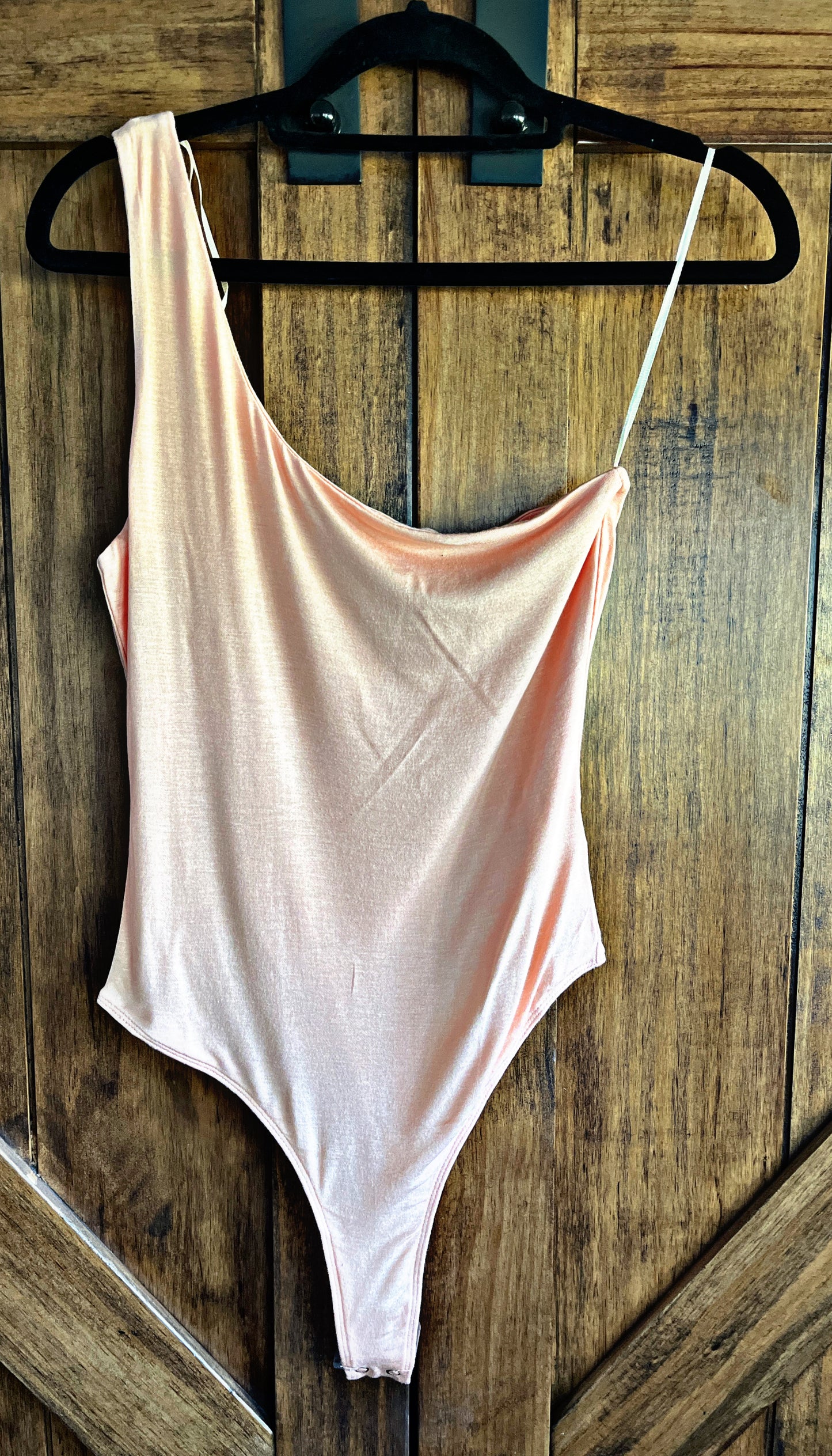 One Shoulder Peach Bodysuit