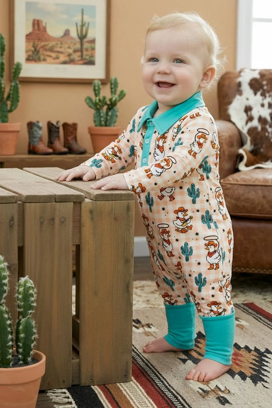 Western Duck Printed Romper