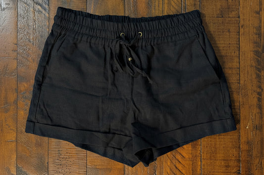 Black Linen Shorts