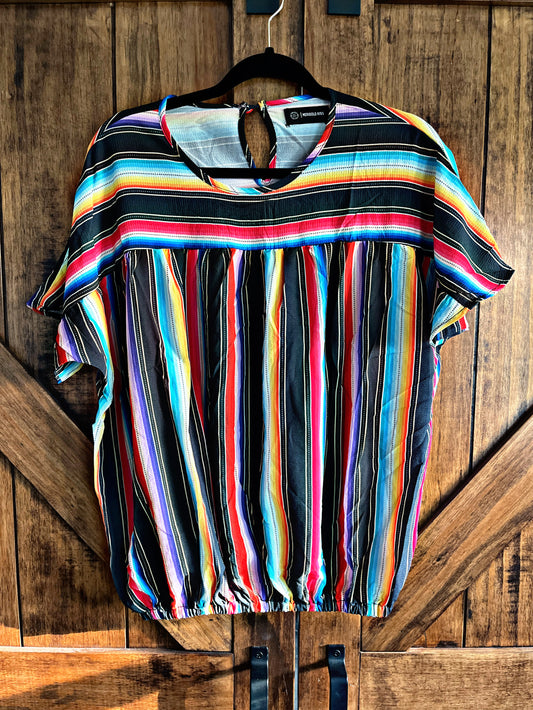 Black/Serape Top