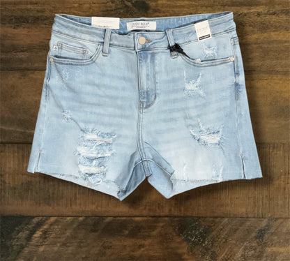 “Mia” - High Waisted/Side Slit Cutoff Shorts