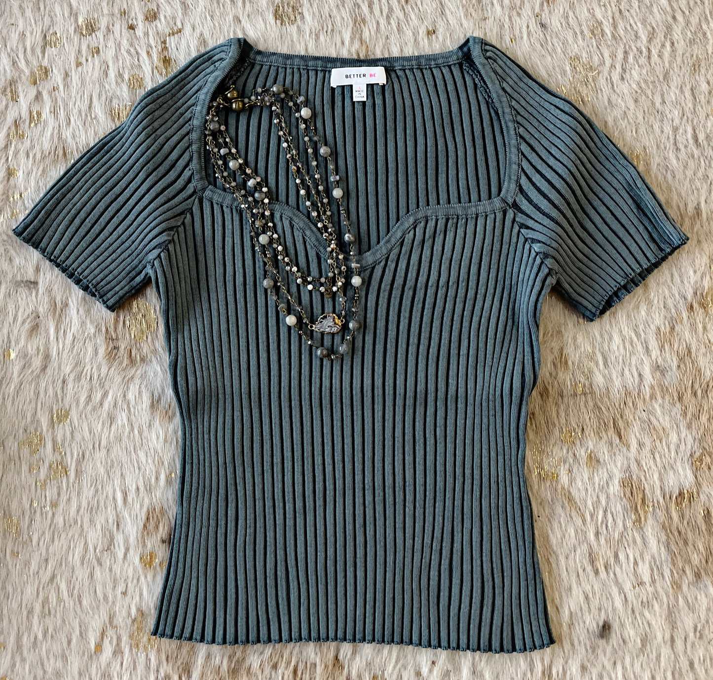 Charcoal Ribbed Top