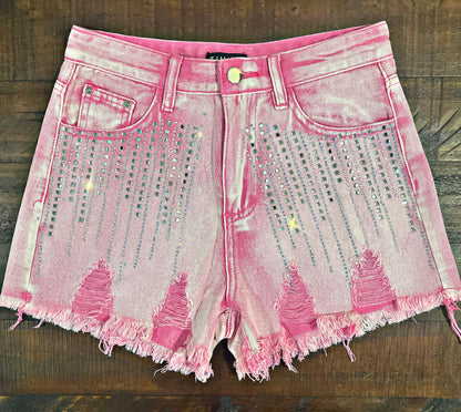 Pink Rhinestone Shorts