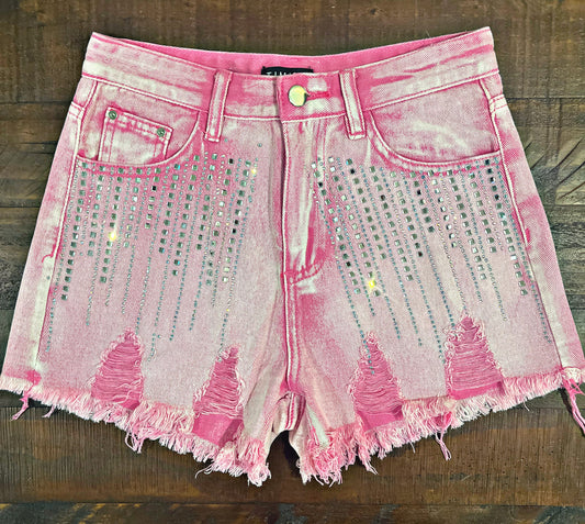 Pink Rhinestone Shorts