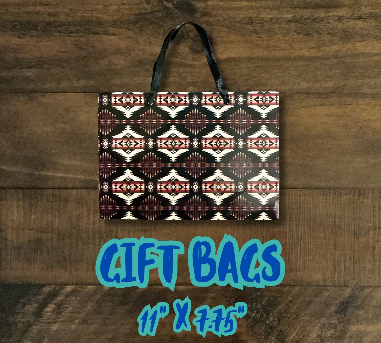 Small Western Print Gift Bags - 11” x 4” x 7.75”
