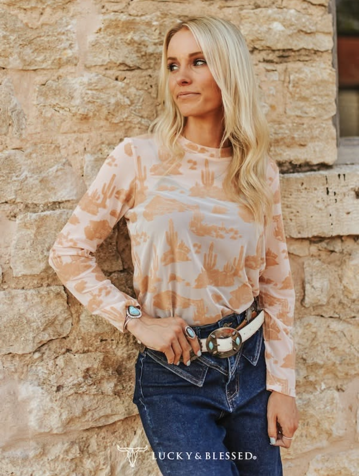 Light Pink Desert Burnout Mesh Top