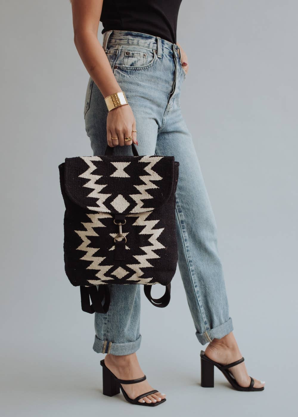 “Mississippi” - Black & Cream Aztec Backpack