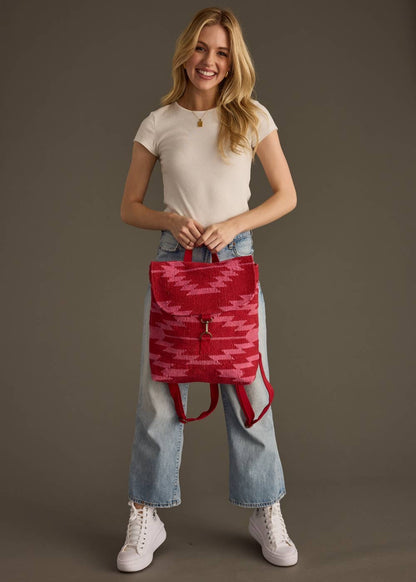 “Nebraska” - Red & Pink Aztec Backpack