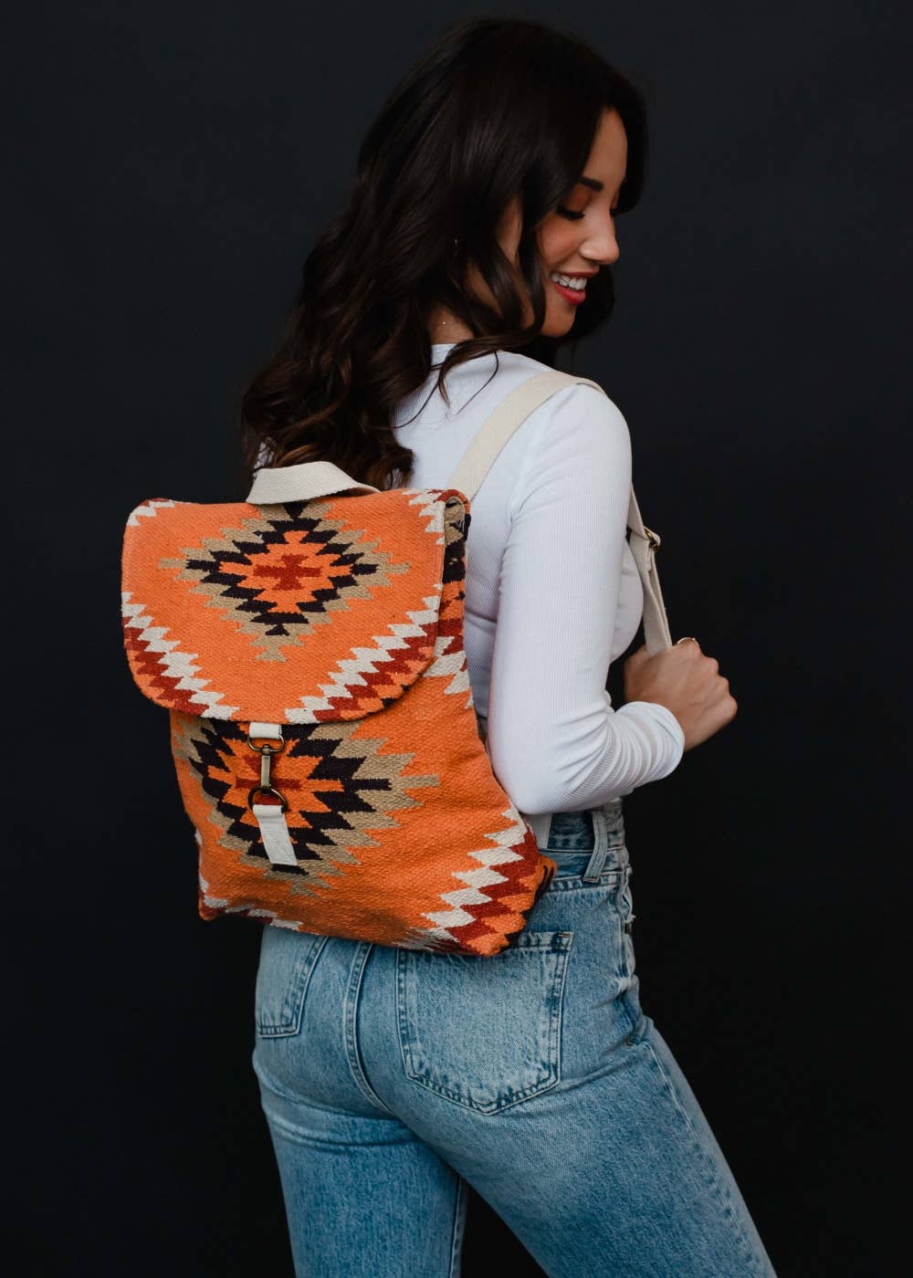 “Alabama” - Orange, White & Red Aztec Backpack