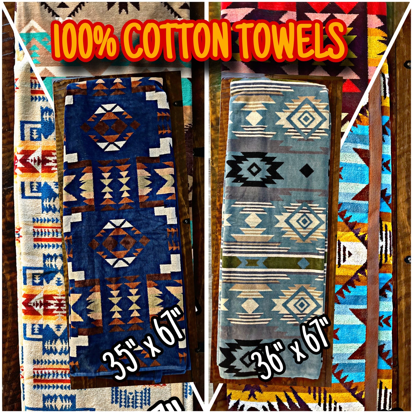 100% Cotton Southwest Print Towels