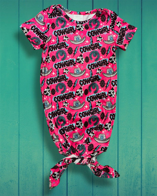 Pink Cowgirl Infant Gown