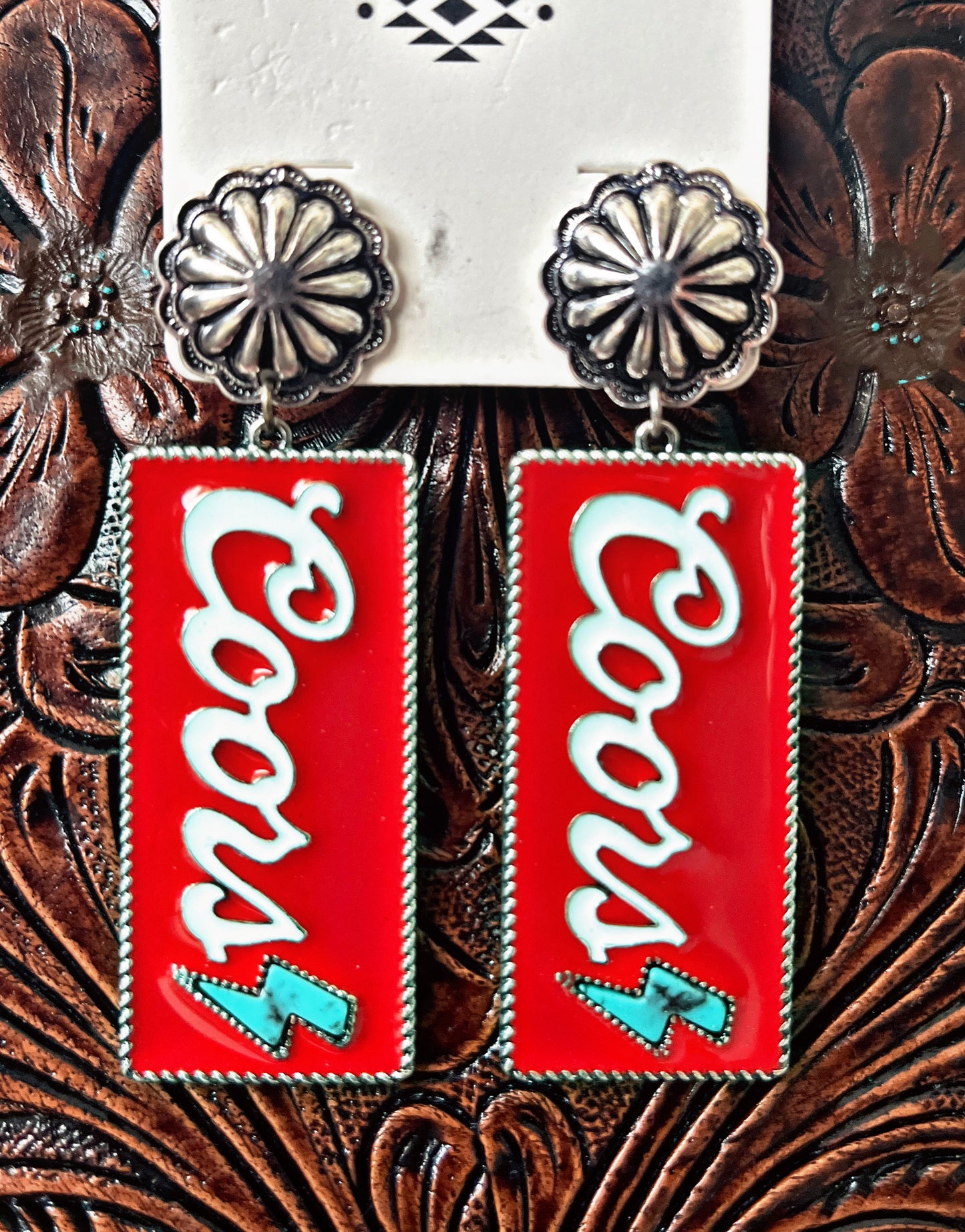 Red Coors/Lightening Bolt Earrings