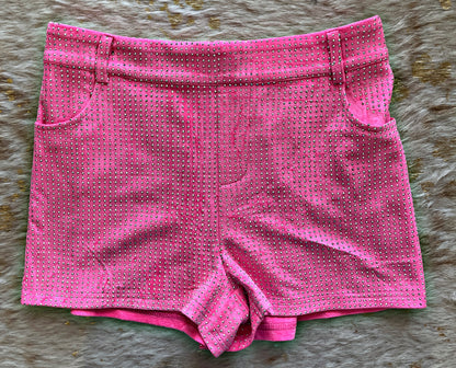 Pink Rhinestone Stud Shorts