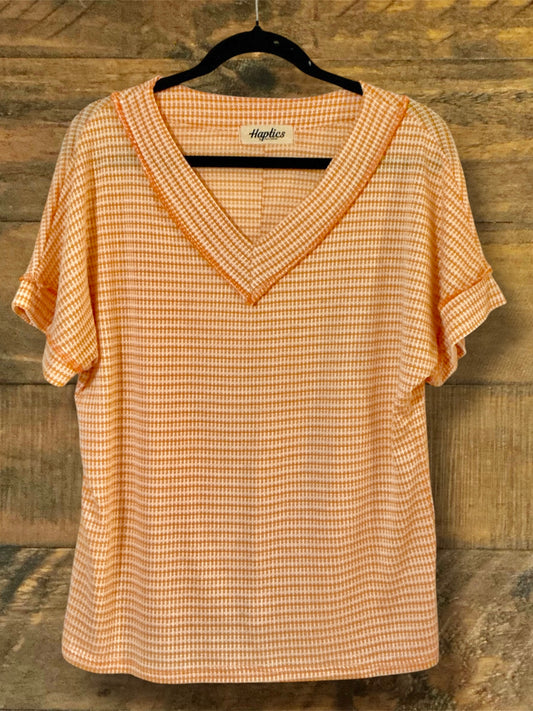 Orange and Cream Short Sleeve Top