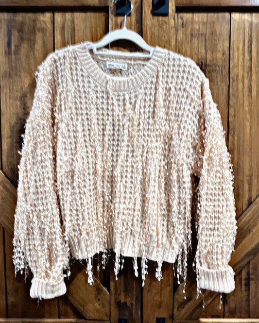 Champagne Fringe Sweater