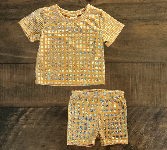 Yellow Sparkle Short Set