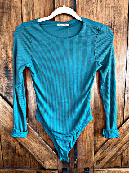 Teal Ribbed Double Layered Bodysuit