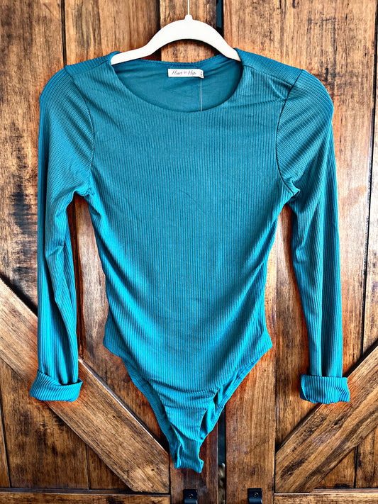 Teal Ribbed Double Layered Bodysuit