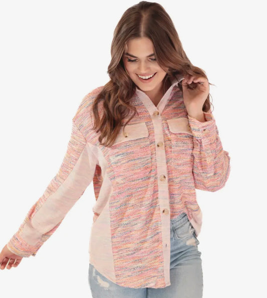 Little Bit of Color Button Up Top