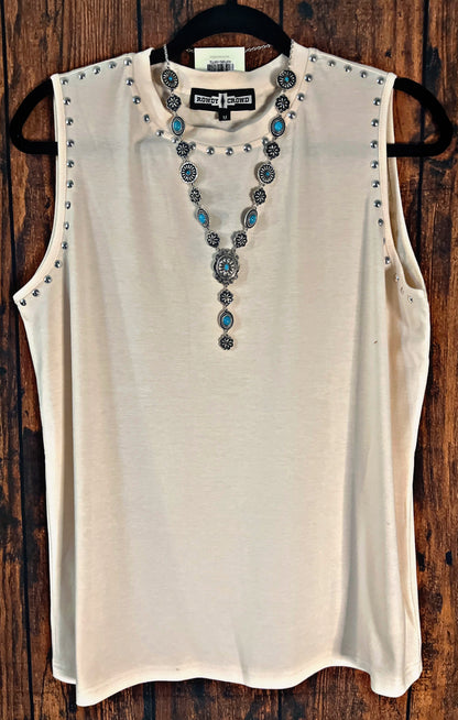 Cream Colored Studded Tank
