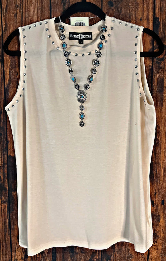 Cream Colored Studded Tank