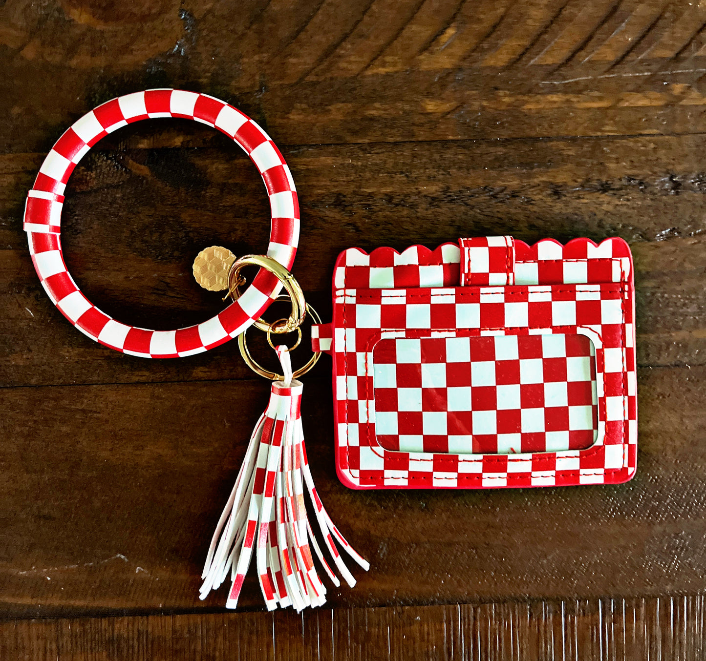 Red Checkered Wristlet