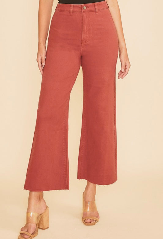 Mineral Red High Rise Cropped Pants