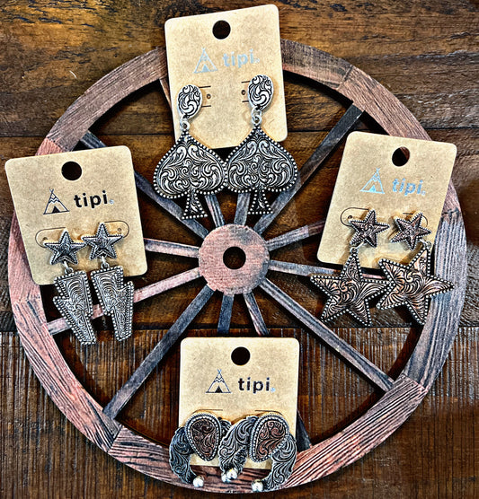 Western Designed Tooled Earrings