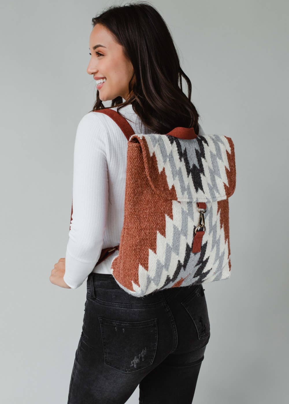 “Kentucky” - Rust, Cream & Gray Aztec Backpack