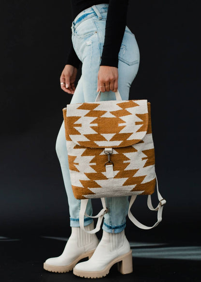 “Oregon” - Camel & Cream Aztec Backpack
