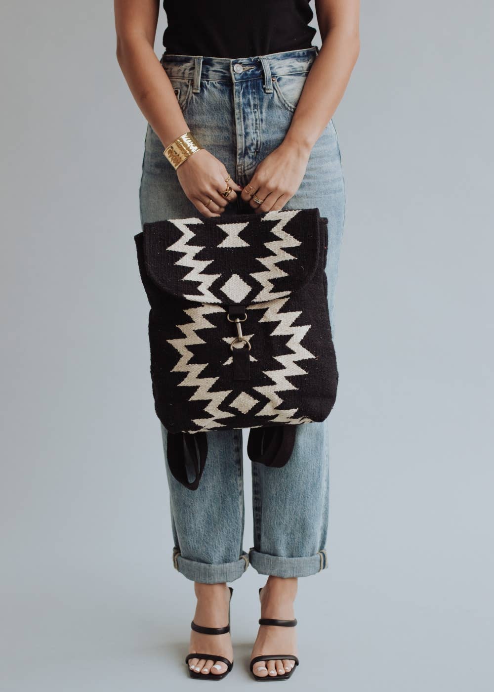 “Mississippi” - Black & Cream Aztec Backpack