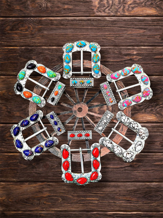 Colored Stones Belt Buckles